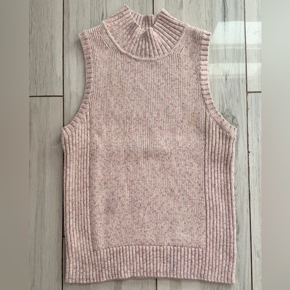 GAP Vintage Chunky Knit Sleeveless Turtleneck Sweater Vest Pink Small